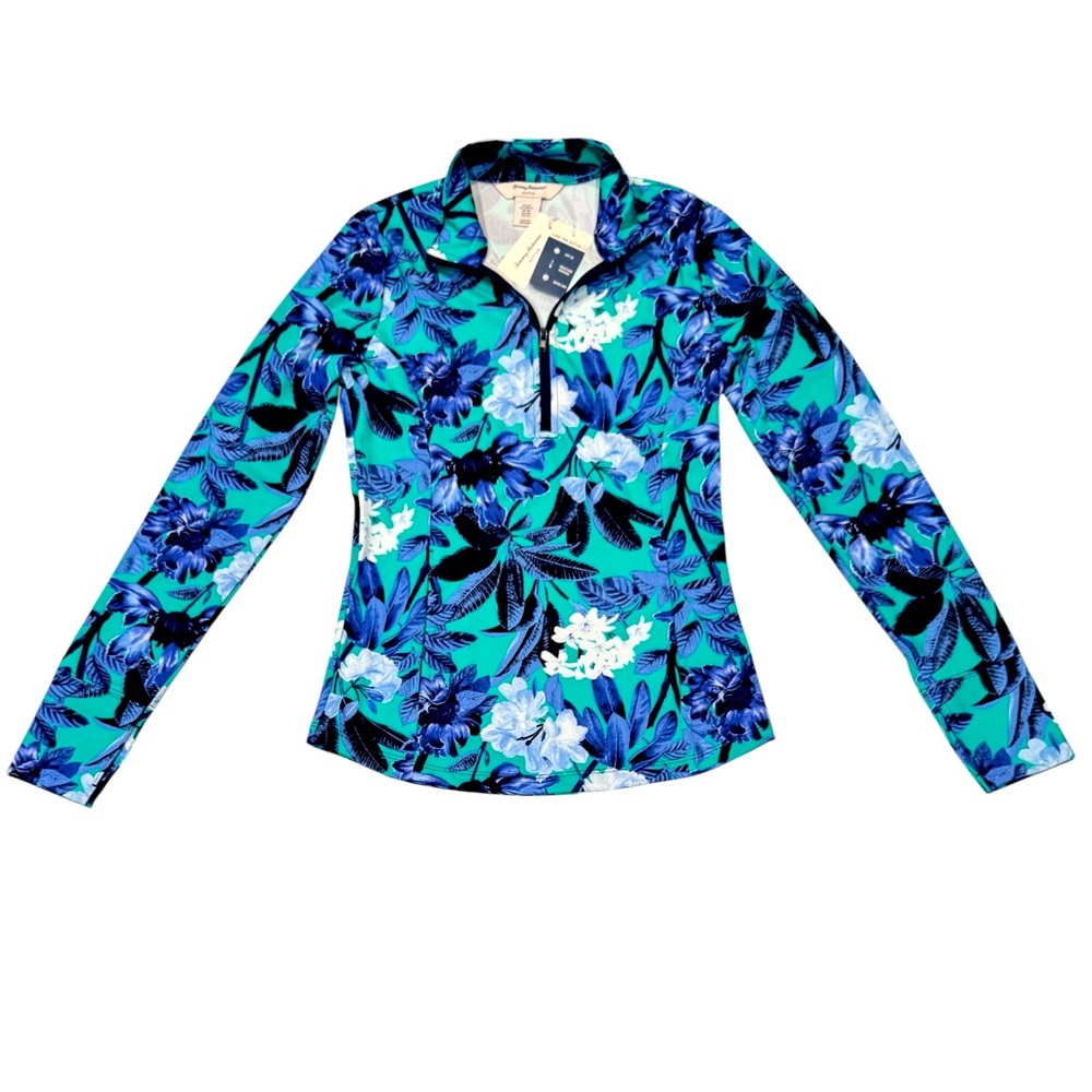 TOMMY BAHAMA Active Floral Long Sleeve UPF 50 Top Pockets Thumbholes Golf NWT XS